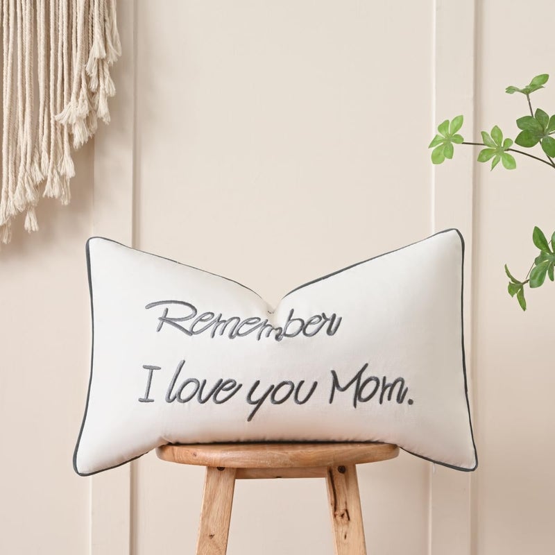 Sanmetex Mom Gifts for Christmas Thanksgiving Day - Best Mom Birthday Gifts from Son, Daughter, Remember I Love You Mom Lumbar Pillow Cover 12 x 20 Inches Grey - Image 1